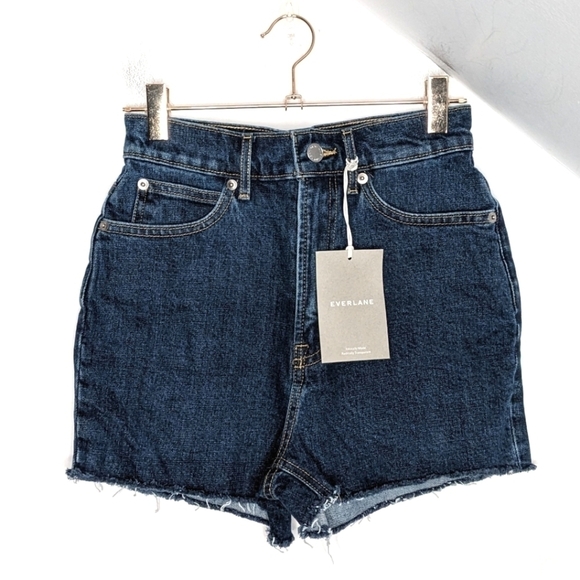 EVERLANE The Way High Cotton Denim Cut-off Shorts NEW Size 23 - Picture 1 of 10